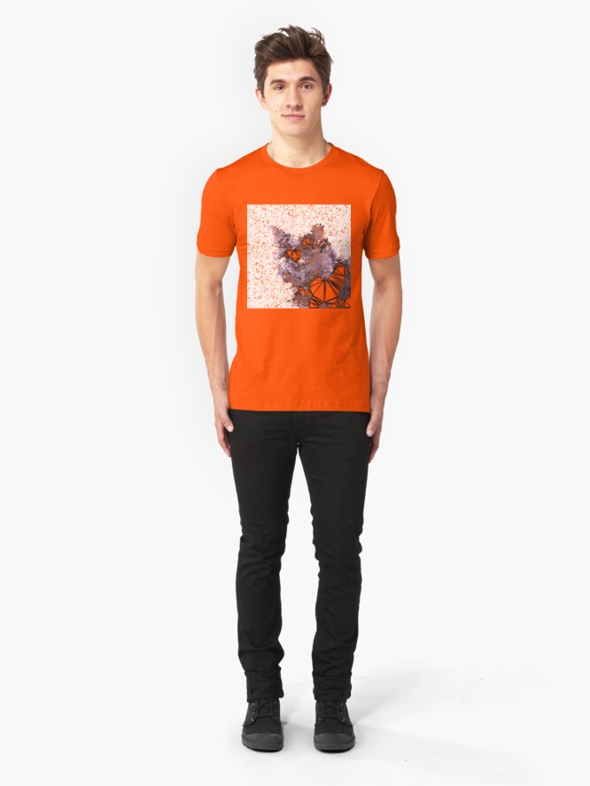 Alternate view of Red Black Cat #Polygonized Slim Fit T-Shirt
