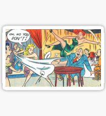 Ladies fighting in a restaurant vintage comic art Sticker
