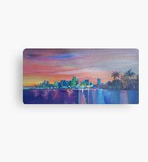 Miami Skyline Silhouette at Sunset, Florida, USA Metal Print