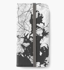 Helsinki Karte Grau iPhone Flip-Case/Hülle/Klebefolie