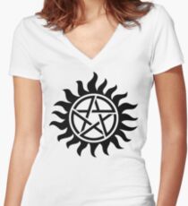 Supernatural Tattoo (black) Women's Fitted V-Neck T-Shirt