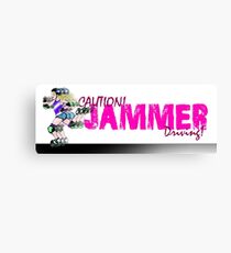 Caution! Jammer Driving! Car bumper sticker. Canvas Print