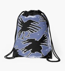 crow flight Drawstring Bag