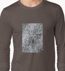 Artistic Silver Tone Circle Brush Pattern Design Long Sleeve T-Shirt