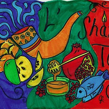 Artwork thumbnail, L'Shana Tova Happy Rosh Hashanah Greeting Card by joeypokes