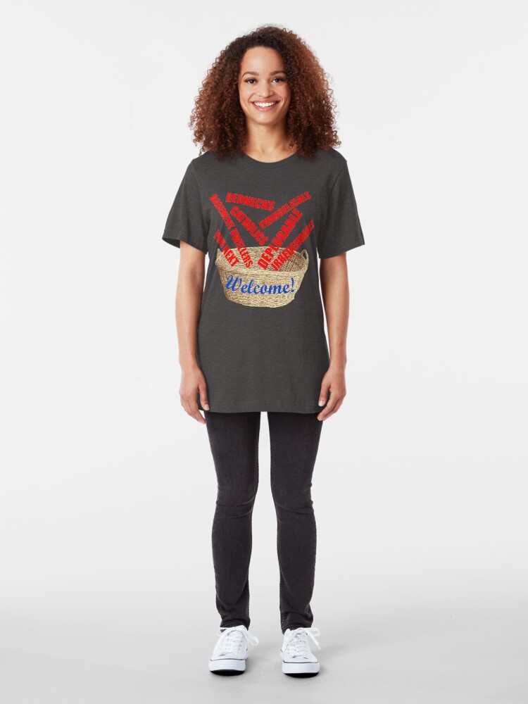 Alternate view of Welcome Basket Of Deplorables Catholics Rednecks Slim Fit T-Shirt