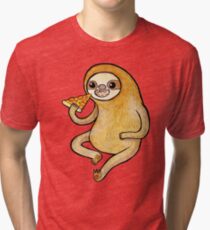 Sloth Eating Pizza Tri-blend T-Shirt