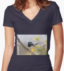 Yellow Women's Fitted V-Neck T-Shirt