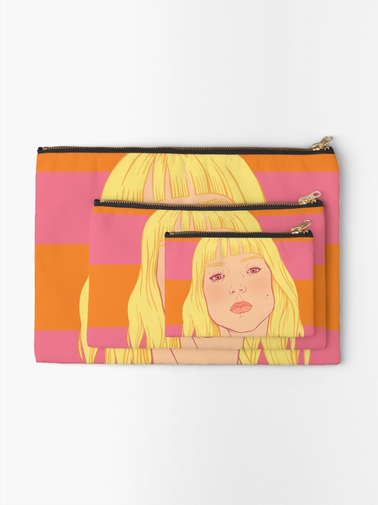 Alternate view of Fashion; Blonde Girl & Stripes Zipper Pouch