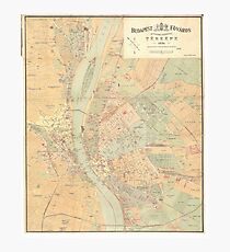 Vintage Map of Budapest Hungary (1884) Photographic Print