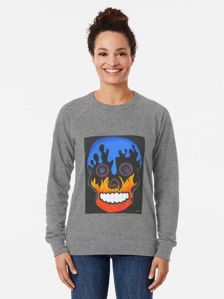 Sugar Skull Elements Fire And Water Lightweight Sweatshirt