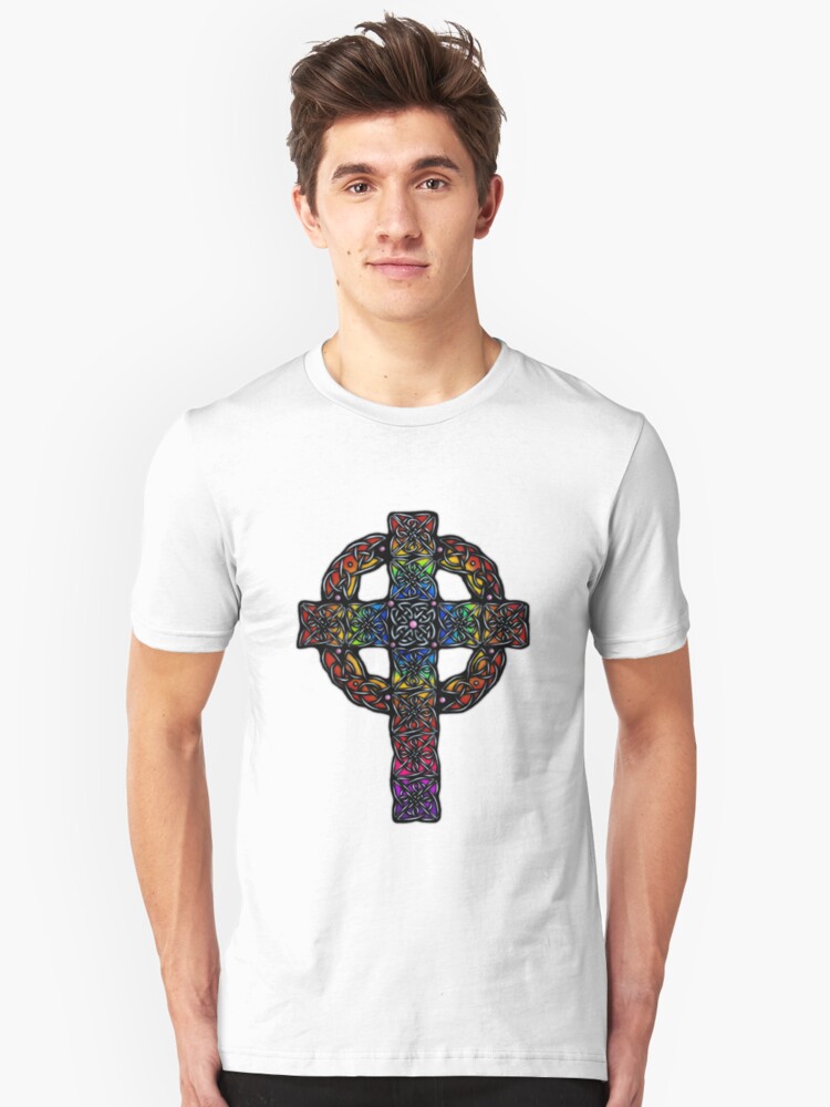 Alternate view of Rainbow Celtic Cross Slim Fit T-Shirt