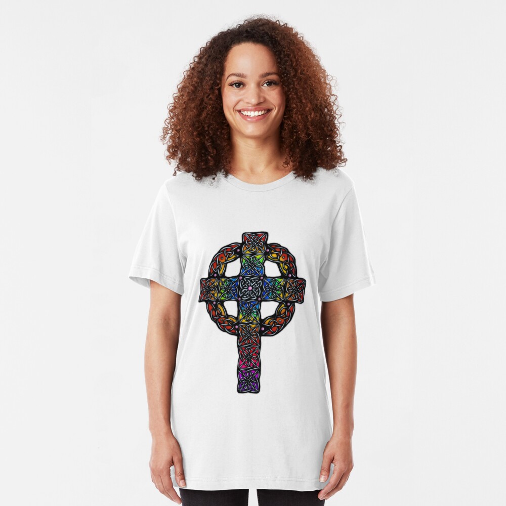 Rainbow Celtic Cross Slim Fit T-Shirt