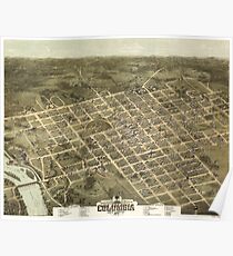 Vintage Pictorial Map of Columbia SC (1872) Poster