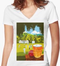 Village Cricket Women's Fitted V-Neck T-Shirt