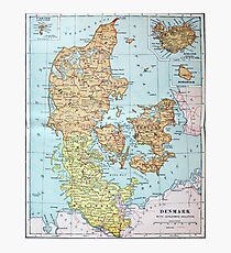 Vintage Map of Denmark (1905) Photographic Print