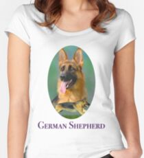German Shepherd Breed Art With NamePlate Women's Fitted Scoop T-Shirt