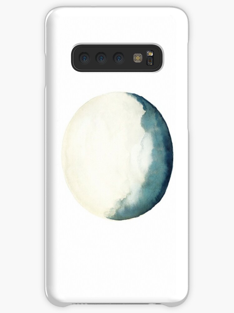 Moon Navy Blue Turquoise Illustration Watercolor Painting Poster Case Skin For Samsung Galaxy By Joanna Szmerdt