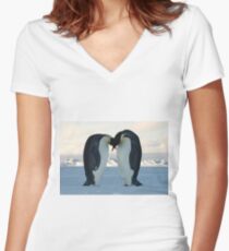 Emperor Penguin Courtship Women's Fitted V-Neck T-Shirt