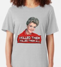 Camiseta ajustada Angela Lansbury (Jessica Fletcher) Asesinato, ella escribió la confesión. Los maté a todos.