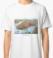Camiseta clásica Vintage Pictorial Map of New York City (1879)