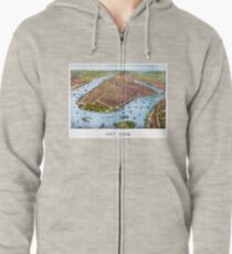Sudadera con capucha y cremallera Vintage Pictorial Map of New York City (1879)