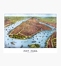Lámina fotográfica Vintage Pictorial Map of New York City (1879)