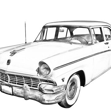 1956 Ford Custom Line Antique Car Illustration | Baby One-Piece