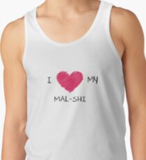 Camiseta de tirantes Amo mi camisa del corazón de Mal-Shi para los amantes del perro