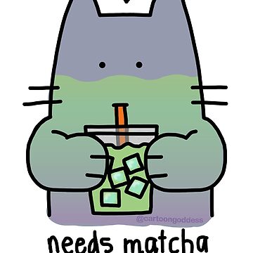 Artwork thumbnail, Iced Matcha Cat by cartoongoddess