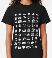 Camiseta clásica Idioma de los iconos de viaje (blanco)