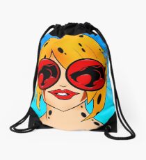 Lily Cheetarah with backround Drawstring Bag