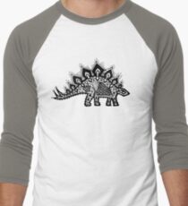 Stegosaurus Lace - Black / Grey Men's Baseball ¾ T-Shirt