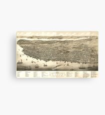 Vintage Pictorial Map of Halifax (1879) Canvas Print