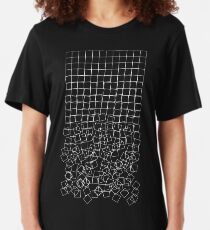 Decaying Squares (Schotter) (White on Dark Shirt) Slim Fit T-Shirt
