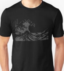 Great Wave of Triangles off Kanagawa (White on Dark Shirt) Slim Fit T-Shirt