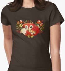 Fox Mom & Pup Women's Fitted T-Shirt