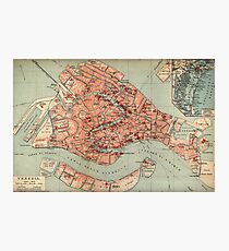 Vintage Map of Venice Italy (1920) Photographic Print