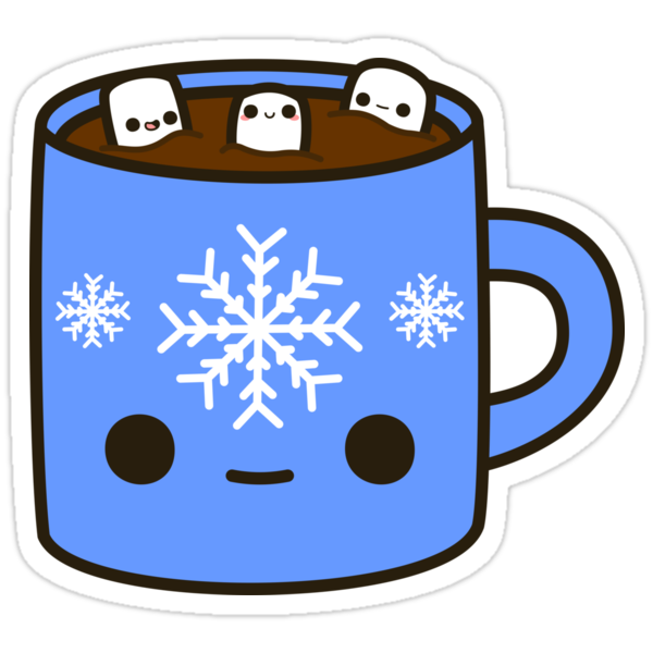 mug of hot chocolate with cute marshmallows stickers by