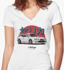 Celica GT-Four (white) Women's Fitted V-Neck T-Shirt