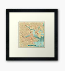 Boston Karte Retro Gerahmtes Wandbild