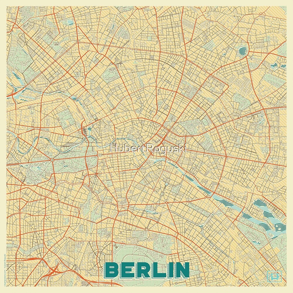 Berlin Map Retro by HubertRoguski