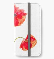 Wasserfarbe Mohn iPhone Flip-Case/Hülle/Skin