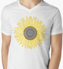 Camiseta de cuello en V Golden Mandala Sunflower