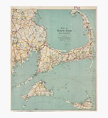 Vintage Map of Cape Cod (1917) Photographic Print