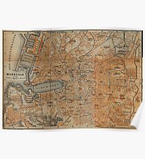 Vintage Map of Marseille France (1914) Poster