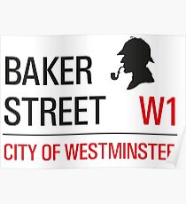 Sherlock Holmes Baker Street W1 sign Poster