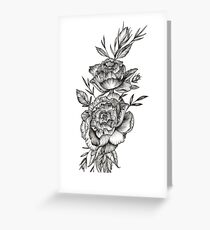 Blackwork Peony Greeting Card