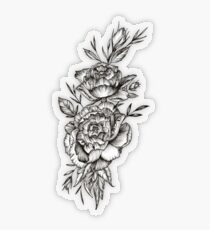 Pegatina transparente Blackwork Peony