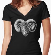 Camiseta entallada de cuello en V Cabeza de chivo